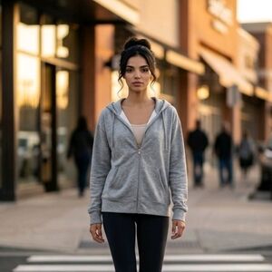 Athletic Works ButterCore Gray Zip Hoodie Women’s Large Soft Stretch